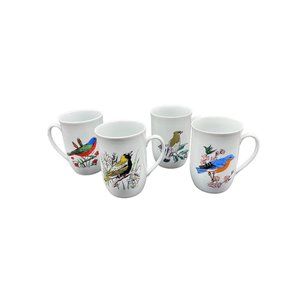 Vintage Leonard Porcelain Polish Bird Mug Set (4)